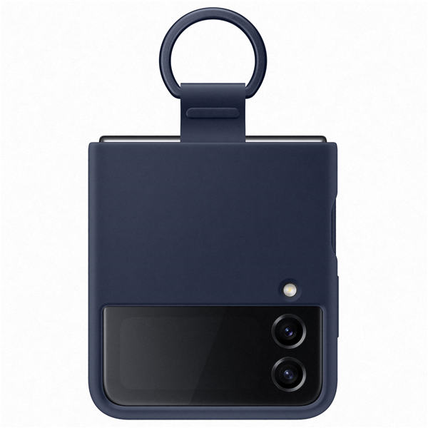 Galaxy Z Flip4, Silicone Cover with Ring navy